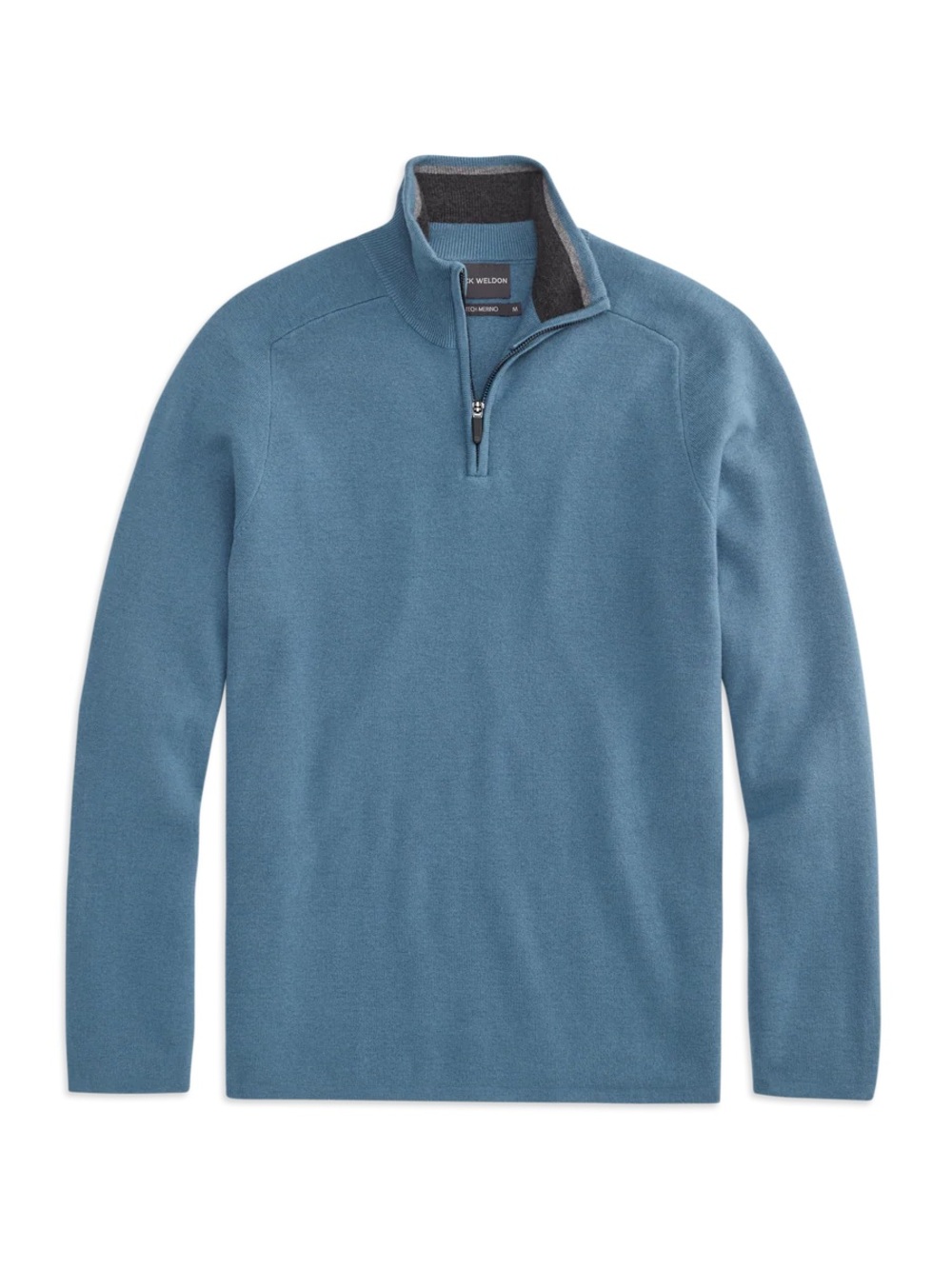 Mack Weldon Ice Blue Tech Merino Quarter-Zip Fleece Sweater, Small